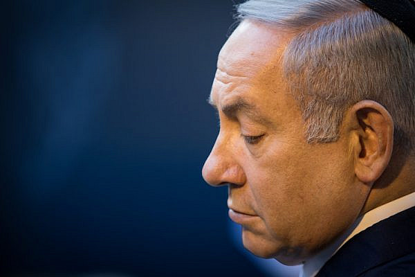 Israeli Prime Minister Benjamin Netanyahu attends a memorial ceremony for Golda Meir at Mount Herzl cemetery, Jerusalem, November 18, 2018. (Noam Revkin Fentonl/Flash90)