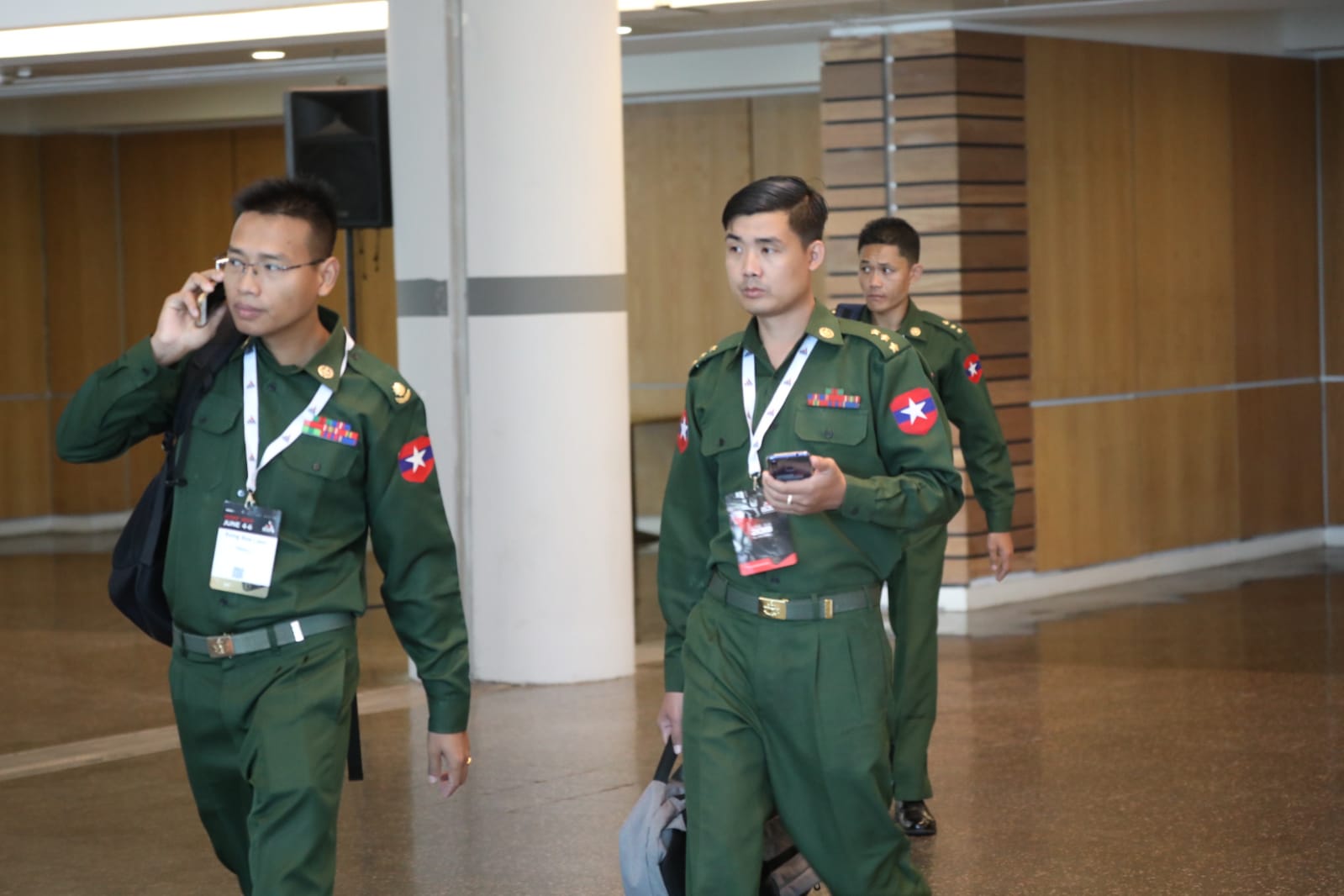 Myanmar military representatives at the ISDEF 2019 expo in Tel Aviv on June 4, 2019.