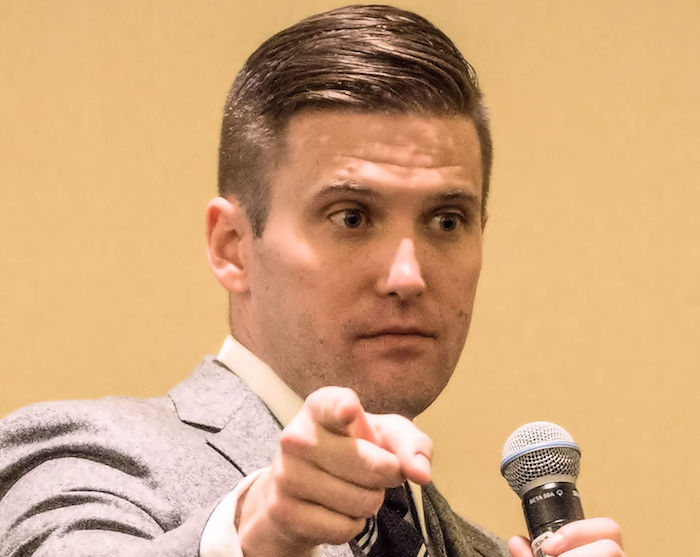 Richard Spencer seen speaking at a public gathering in 2016. (Vas Panagiotopoulos/CC BY 2.0)