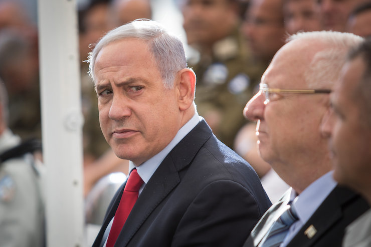 Prime Minister Benjamin Netanyahu during an event at the President's residence in Jerusalem on July 1, 2019. (Hadas Parush/Flash90)
