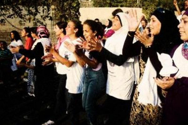 Nabi Saleh's women leading the march in chanting. Picture Credit: Oren Ziv\ActiveStills