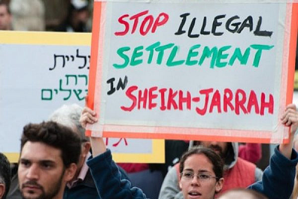 Protesting Jewish settlement in Sheikh Jarrah (photo: Oren Ziv/activestills.org)