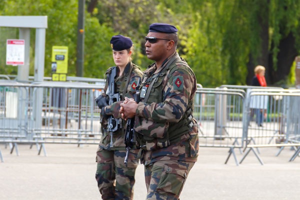 Stock photo of French marines patrolling in Paris. (Photo by Kavalenkau / Shutterstock.com)