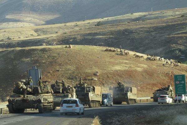 Israeli army tanks in the northern part of the Jordan Valley during extensive military drills in the area, May 4th. (Jordan Valley Solidarity)