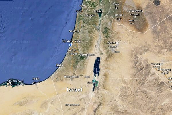 Map of Israel and Palestine.