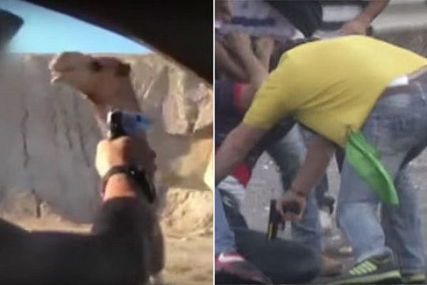 Duvdevan soldiers shoot a camel and a Palestinian. (Screenshots)