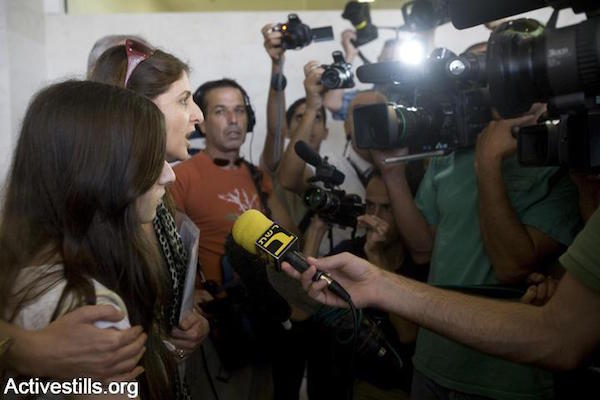Illustrative photo of Israeli media interviewing Arab citizens. (Oren Ziv/Activestills.org)