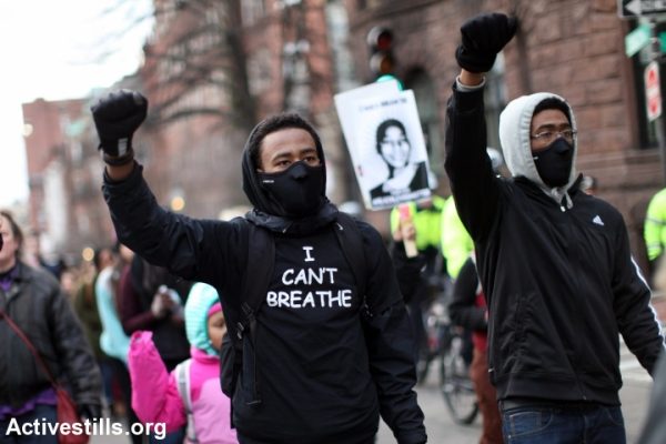 Activists take part in a Black Lives Matter march, Boston, January 19, 2015. (Tess Scheflan/Activestills.org)