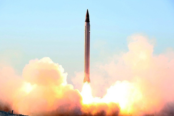 A test launch of the Iranian Emad intermediate-range ballistic missile, October 11, 2015. (Mohammad Aaah/Tasnim News Agency)