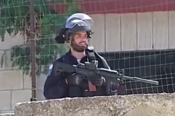 A screenshot, purportedly of Ben Deri, at the scene where he shot Nadeem Nawara in Beitunia on May 15, 2014. (See the full video below)