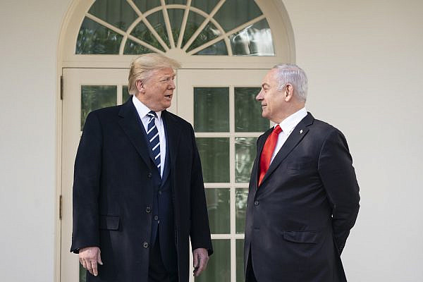 President Trump and Prime Minister Netanyahu stop to talk with reporters on Monday, January 27, 2020, along the West Wing Colonnade of the White House, prior to their meeting in the Oval Office. (White House Photo/Joyce N. Boghosian)