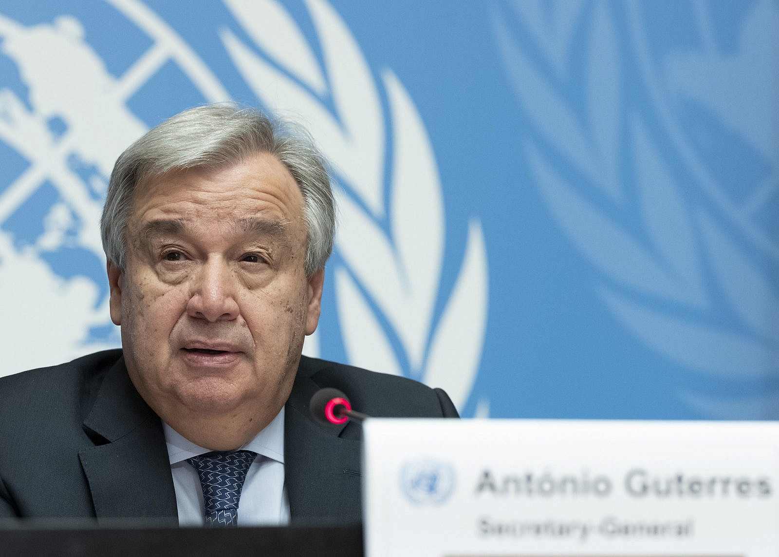 Secretary-General António Guterres during press conference on the theme on violence against women in conflict. 25 February 2019. (UN Photo/Jean Marc Ferré)