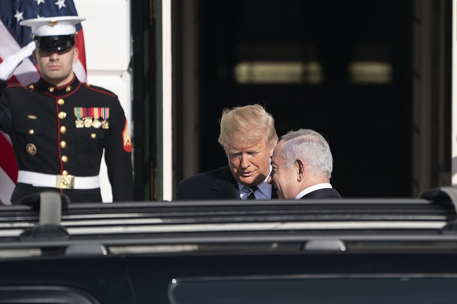 President Trump greets Israeli Prime Minister Netanyahu upon his arrival to the South Portico of the White House, January 27, 2020. (Joyce N. Boghosian/White House Photo)