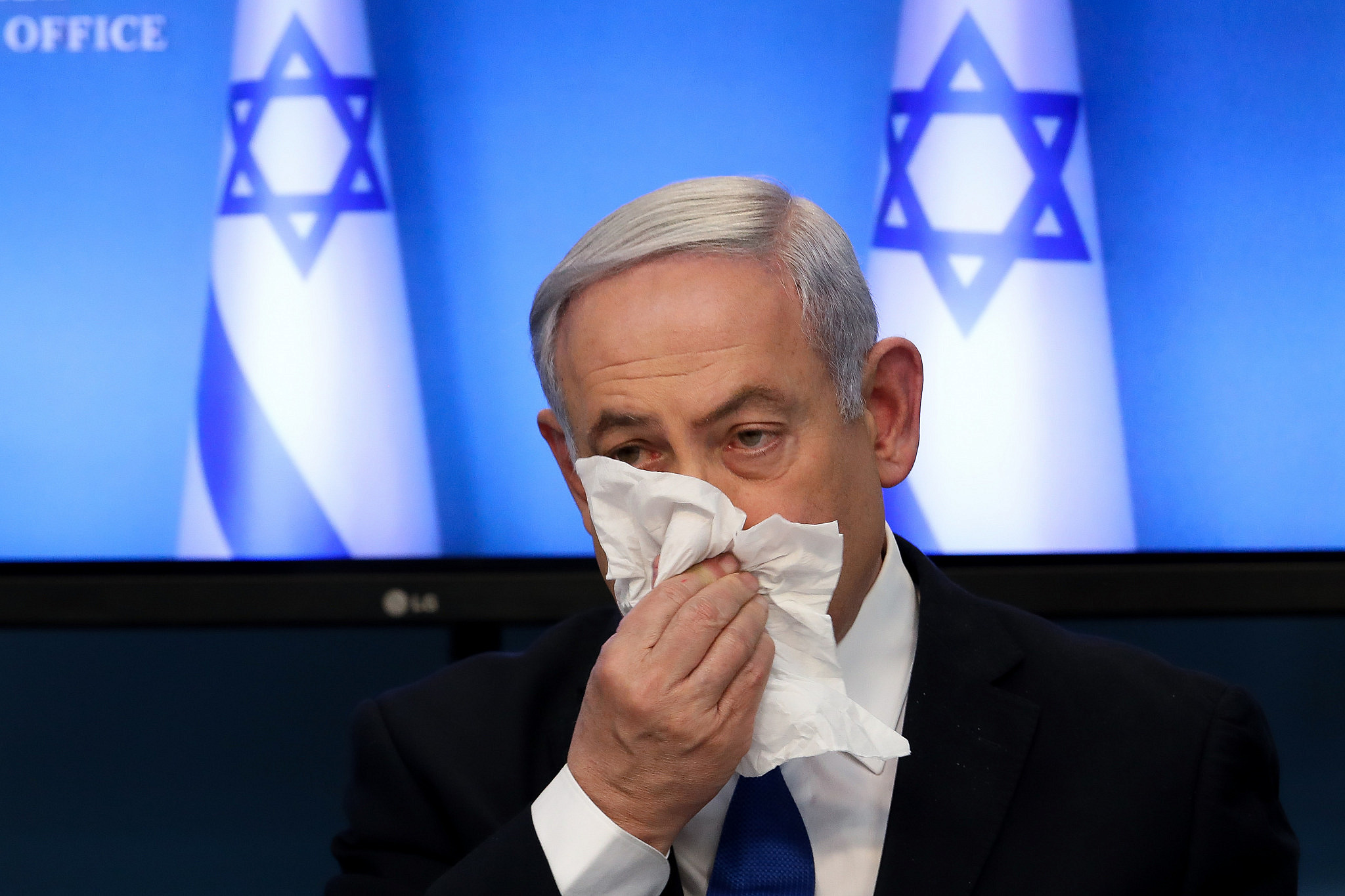 Israeli Prime Minister Benjamin Netanyahu at a press conference about COVID-19, at the Prime Minister's Office in Jerusalem on March 11, 2020. (Flash90)