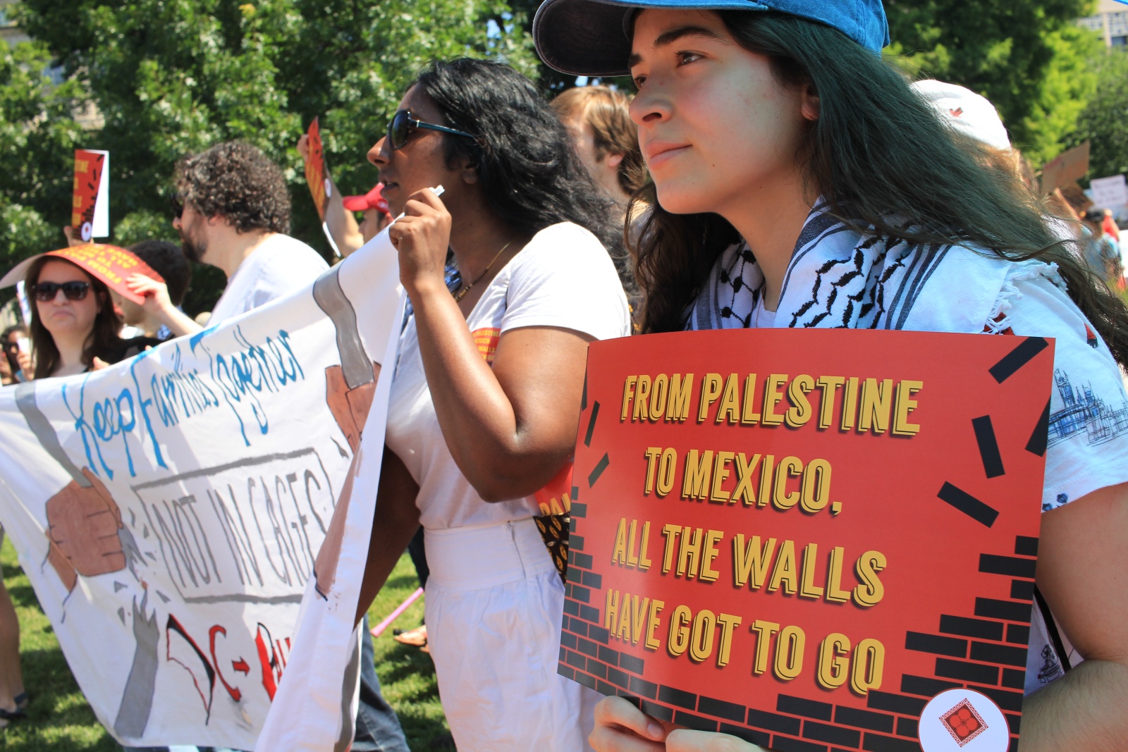 Activists with the U.S. Campaign for Palestinian Rights participate in a protest. (Courtesy of USCPR)