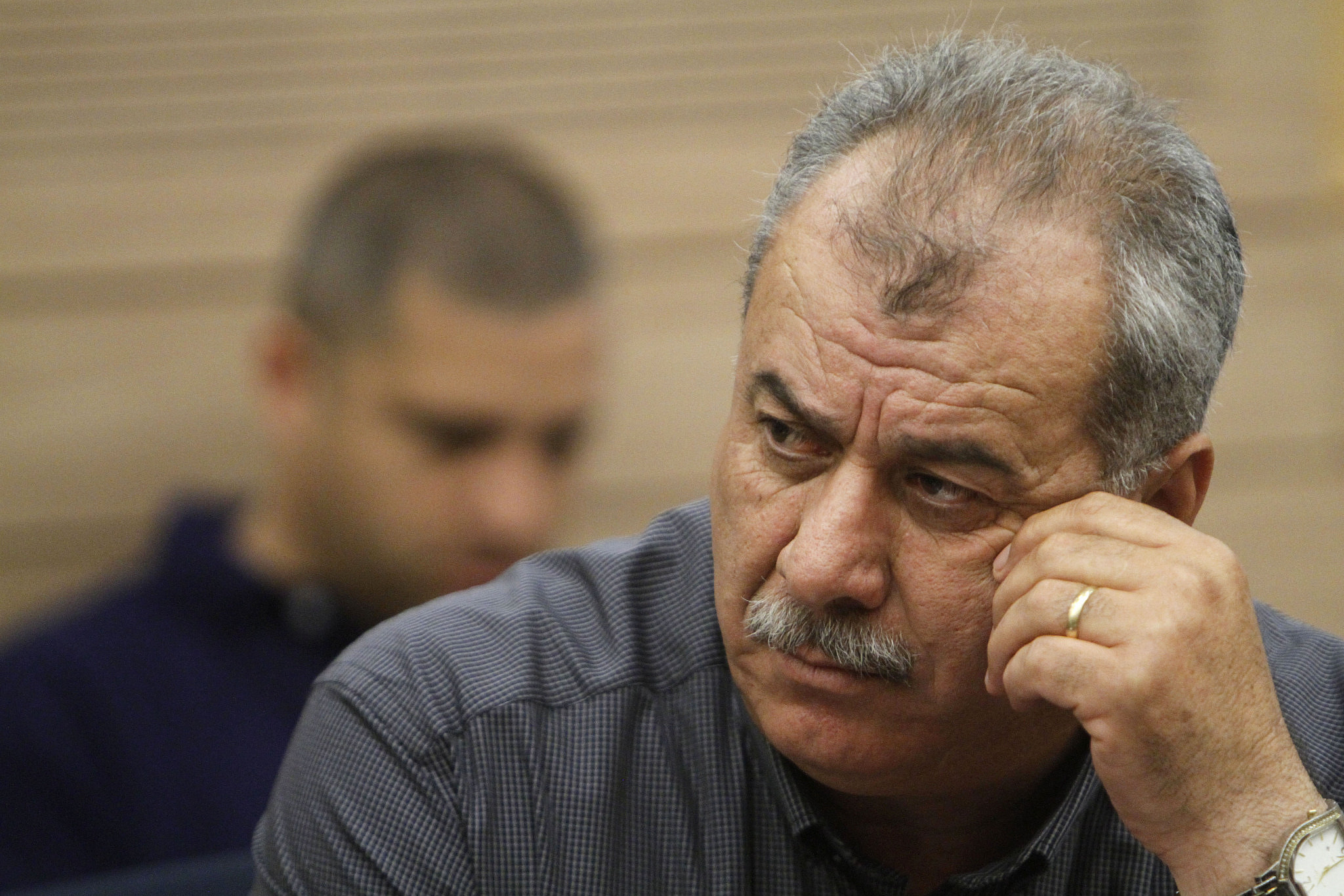 Mohammad Barakeh, head of the High Follow-Up Committee, at the Knesset on May 14, 2012. (Miriam Alster/Flash90)