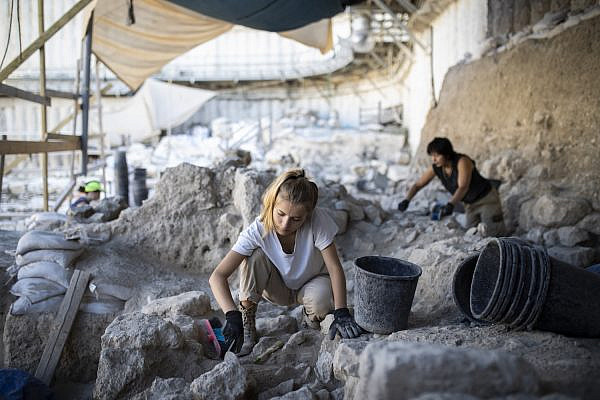 Workers at the City of David archaeological site, near Jerusalem's Old City, on July 22, 2019. (Hadas Parush/Flash90)