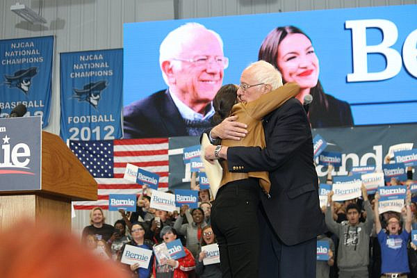Sen. Bernie Sanders and Rep. Alexandria Ocasio-Cortez at a rally in Council Bluffs, Iowa, November 8, 2019. (Matt Johnson/CC BY 2.0)