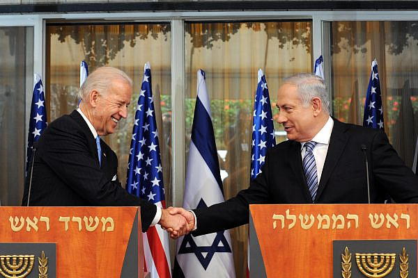 Prime Minister Benjamin Netanyahu meets U.S. Vice President Joe Biden in Jerusalem. (Avi Ohayon/GPO)