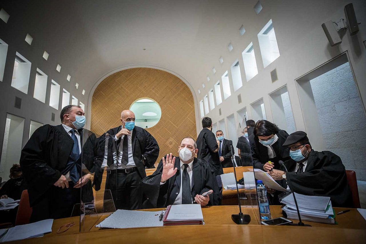 Attorneys arrive to the Supreme Court for a hearing on petitions put forth against the Jewish Nation-State Law, Jerusalem, December 22, 2020. (Yonatan Sindel/Flash90)