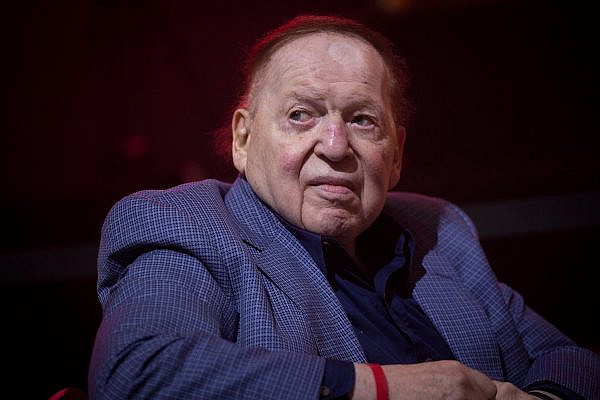 American business magnate Sheldon Adelson attends an American Independence Day celebration at Avenue in Airport City, near Tel Aviv, July 3, 2018. (Miriam Alster/Flash90)