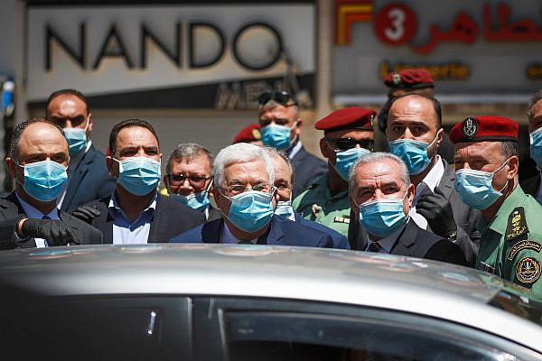 Palestinian President Mahmoud Abbas during a tour in the West Bank city of Ramallah, May 15, 2020. (Flash90)