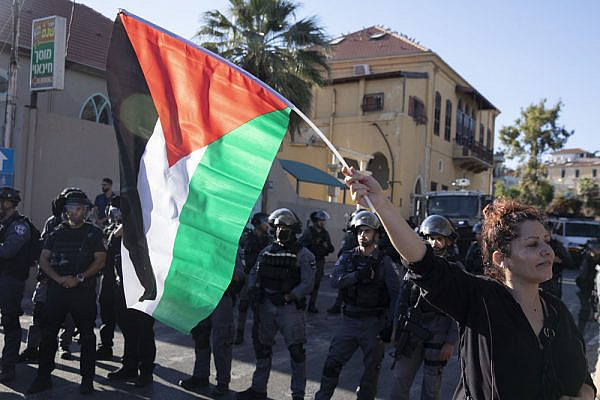 Hundreds of Palestinian citizens of Israel protest in the city of Jaffa in solidarity with Sheikh Jarrah and Gaza, May 15, 2021. (Oren Ziv/Activestills.org)