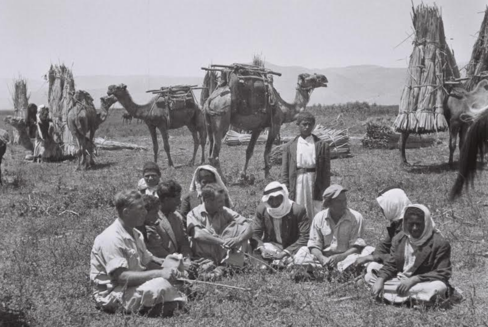 Palestinian farmers and their Jewish neighbors in the Lake Hula area, northern Palestine, 1946. (Zoltan Kluger/GPO)