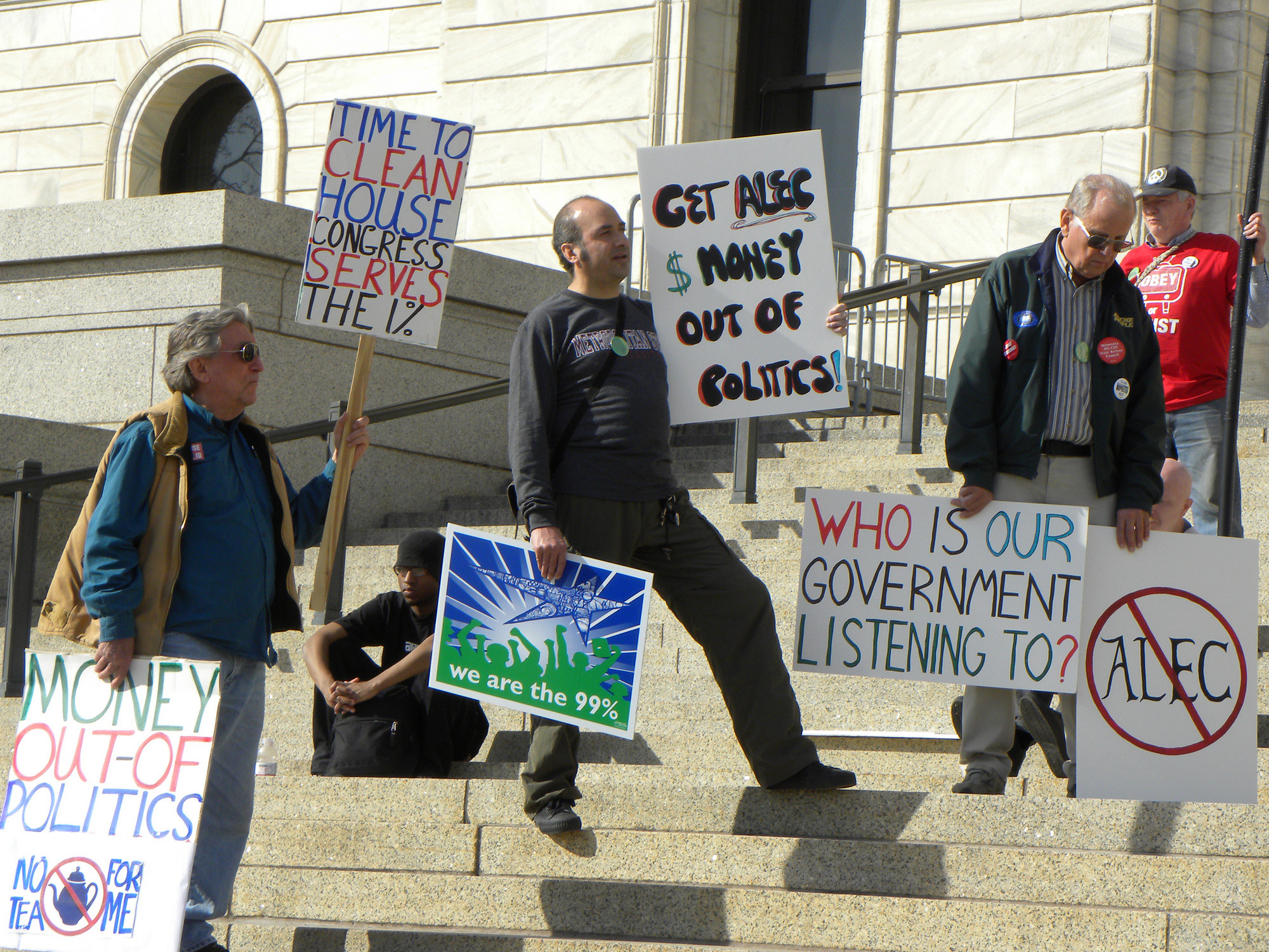 Protest against ALEC by the Occupy movement and other groups, St. Paul, Minnesota, March 13, 2012. (Fibonacci Blue/Flickr/CC BY 2.0)