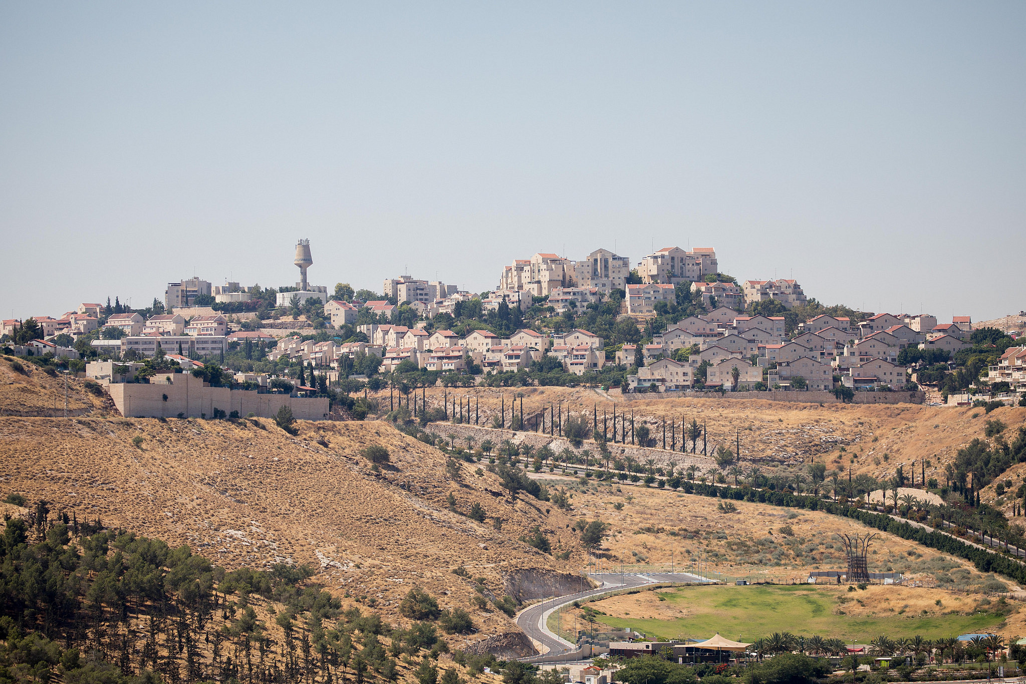 View of neighborhoods in the Israeli settlement of Ma'ale Adumim, near Jerusalem, June 28, 2020. (Yonatan Sindel/Flash90)