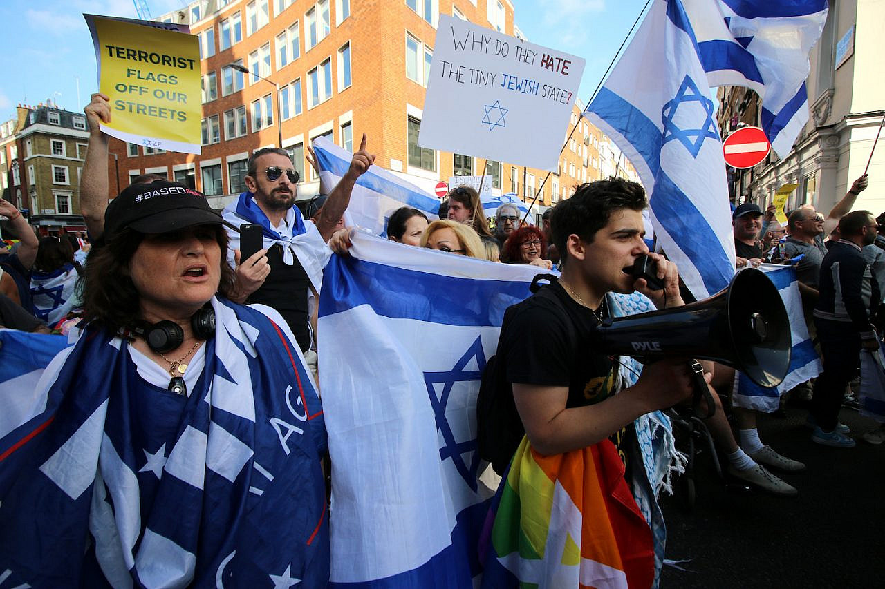 Pro-Israel activists stage a counter-demonstration during Quds Day, an annual event affiliated with the Iranian government to express support for the Palestinian cause, London, United Kingdom June 10, 2018.