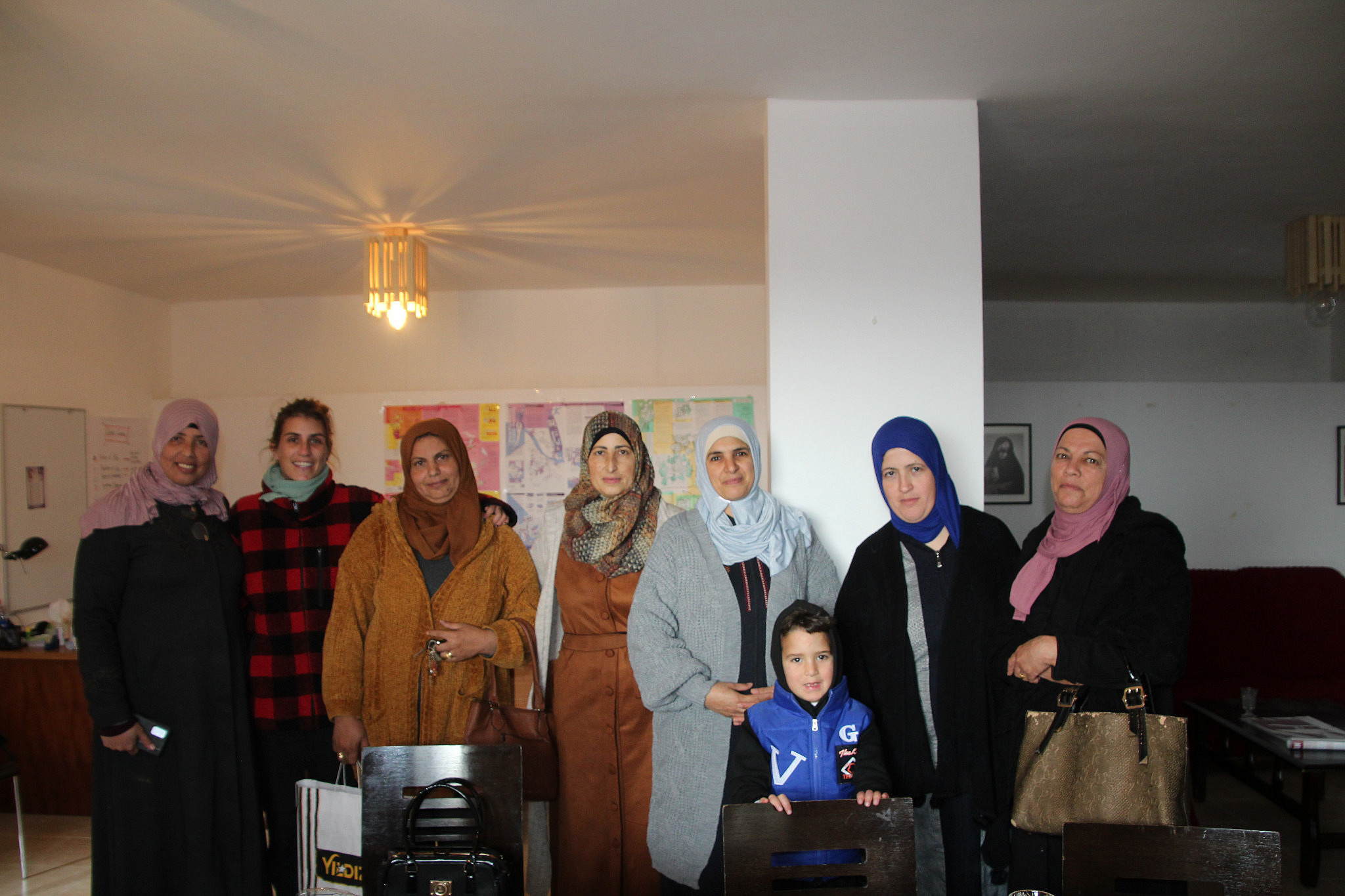 Members of the Palestinian women's carpentry workshop Rweisat for Wood Art, in al-Walaja, West Bank. (Natalie Alz)