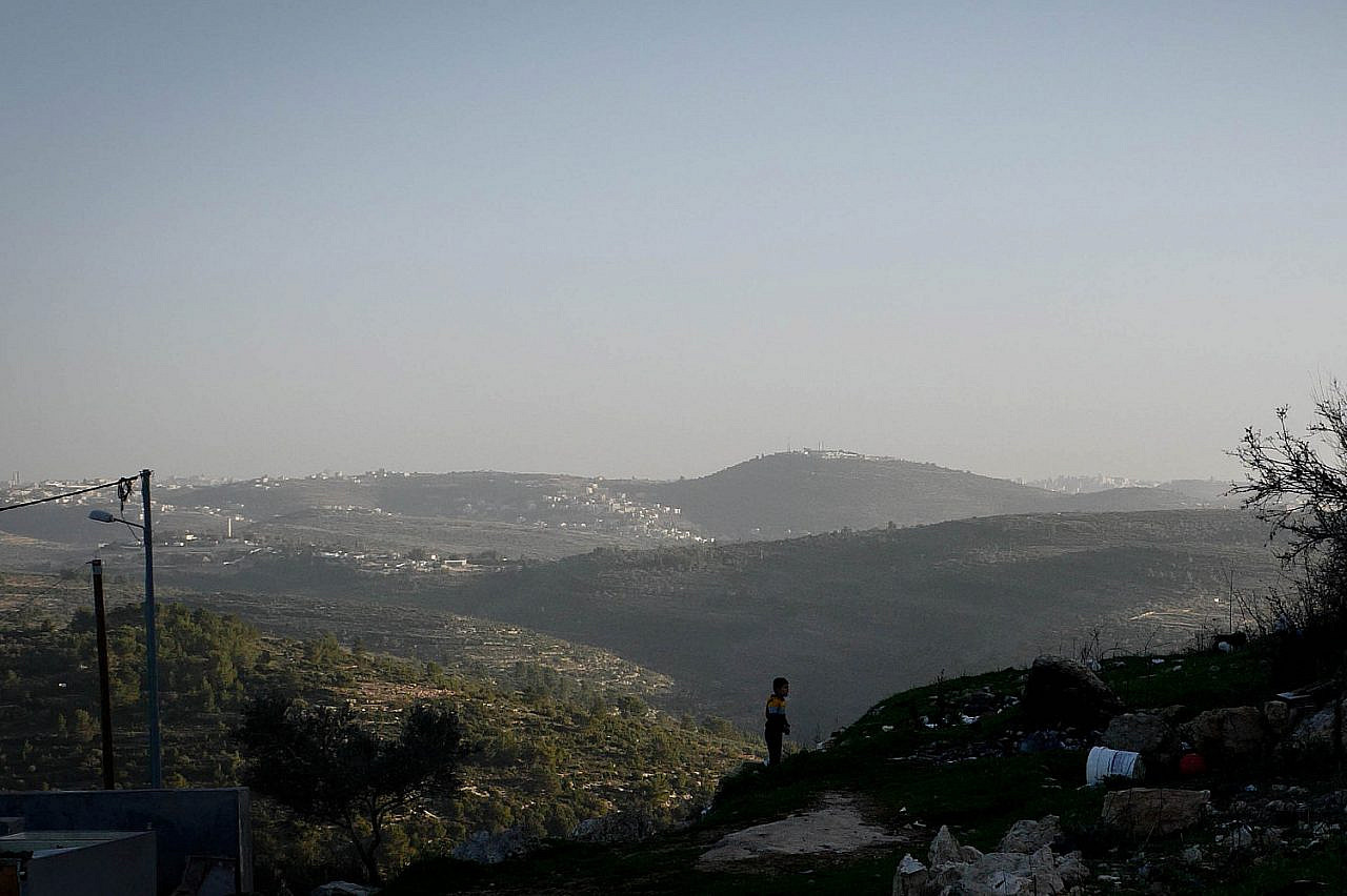 The view from Dir Nizam over nearby hills inside the occupied West Bank, January 11, 2021. (Rachel Shor)