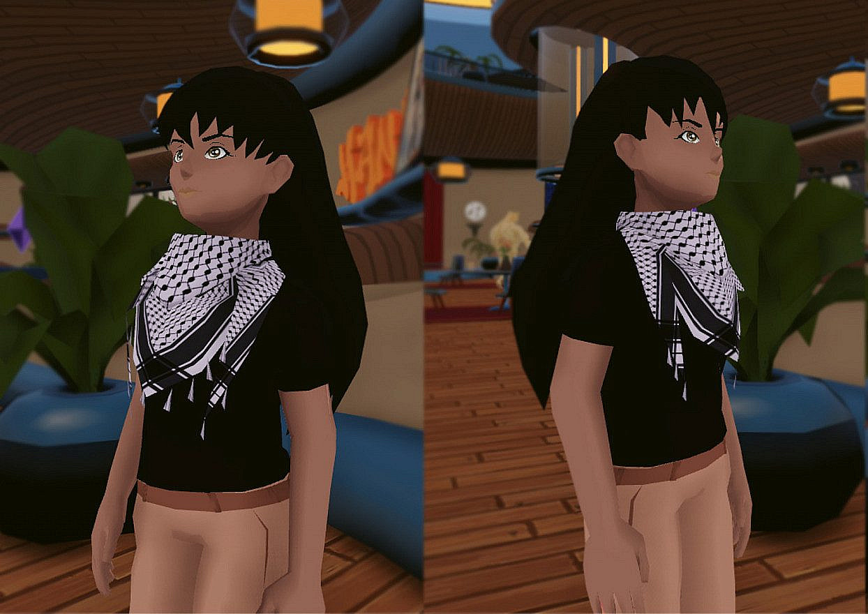 An in-game preview of a Keffiyeh wearable in 'Decentraland.' (Ameera Kawash)