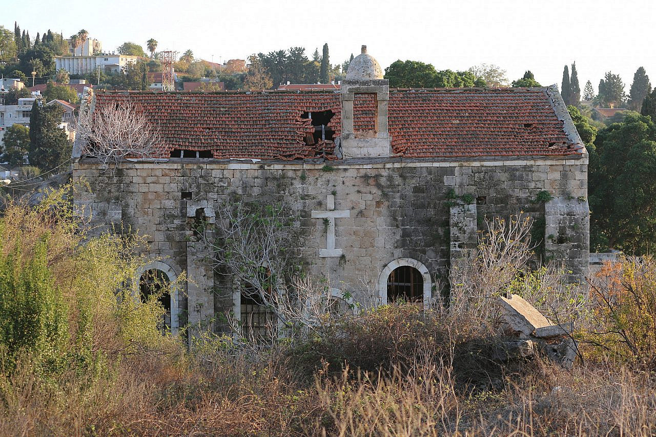 A damaged church is seen in the depopulated al-Bassa village, in the north. Most of its residents became refugees living in camps in Lebanon. (Ahmad Al-Bazz)