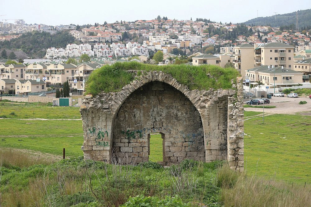 The remains of the village of Qira are seen in front of Yokneam, southeast of Haifa. (Ahmad Al-Bazz)