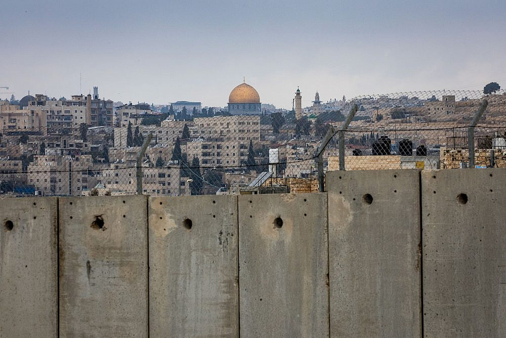 A view of Israel's Separation Wall and the Al-Aqsa compound in Jerusalem, February 2, 2020. (Olivier Fitoussi/Flash90)