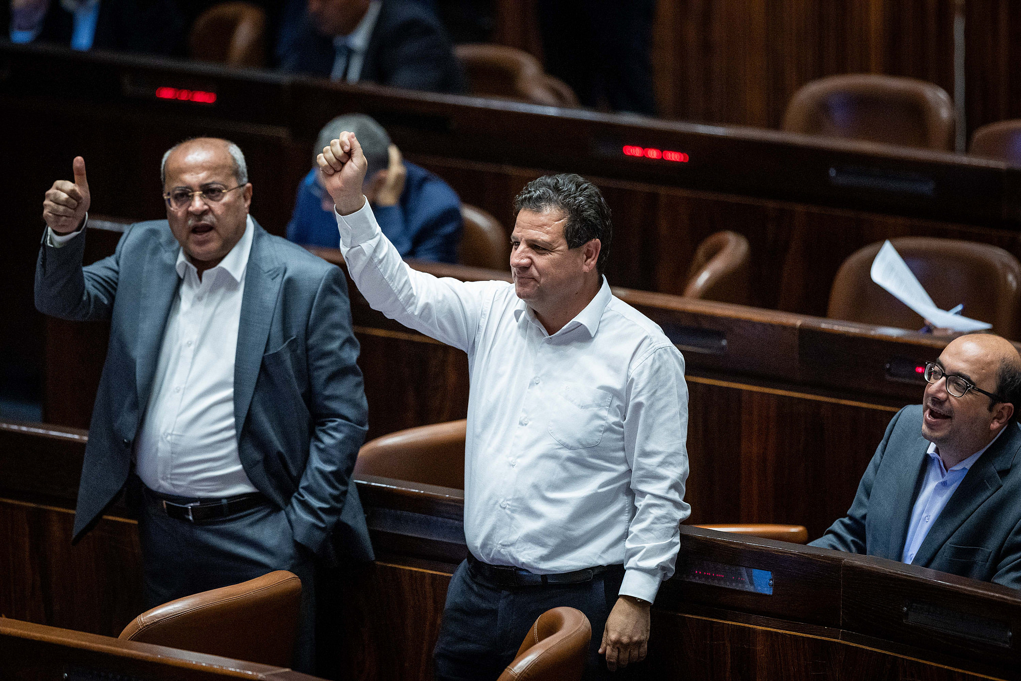 Joint List MKs during a discussion and vote on the "settler law bill" at the Knesset in Jerusalem, June 6, 2022. (Yonatan Sindel/Flash90)