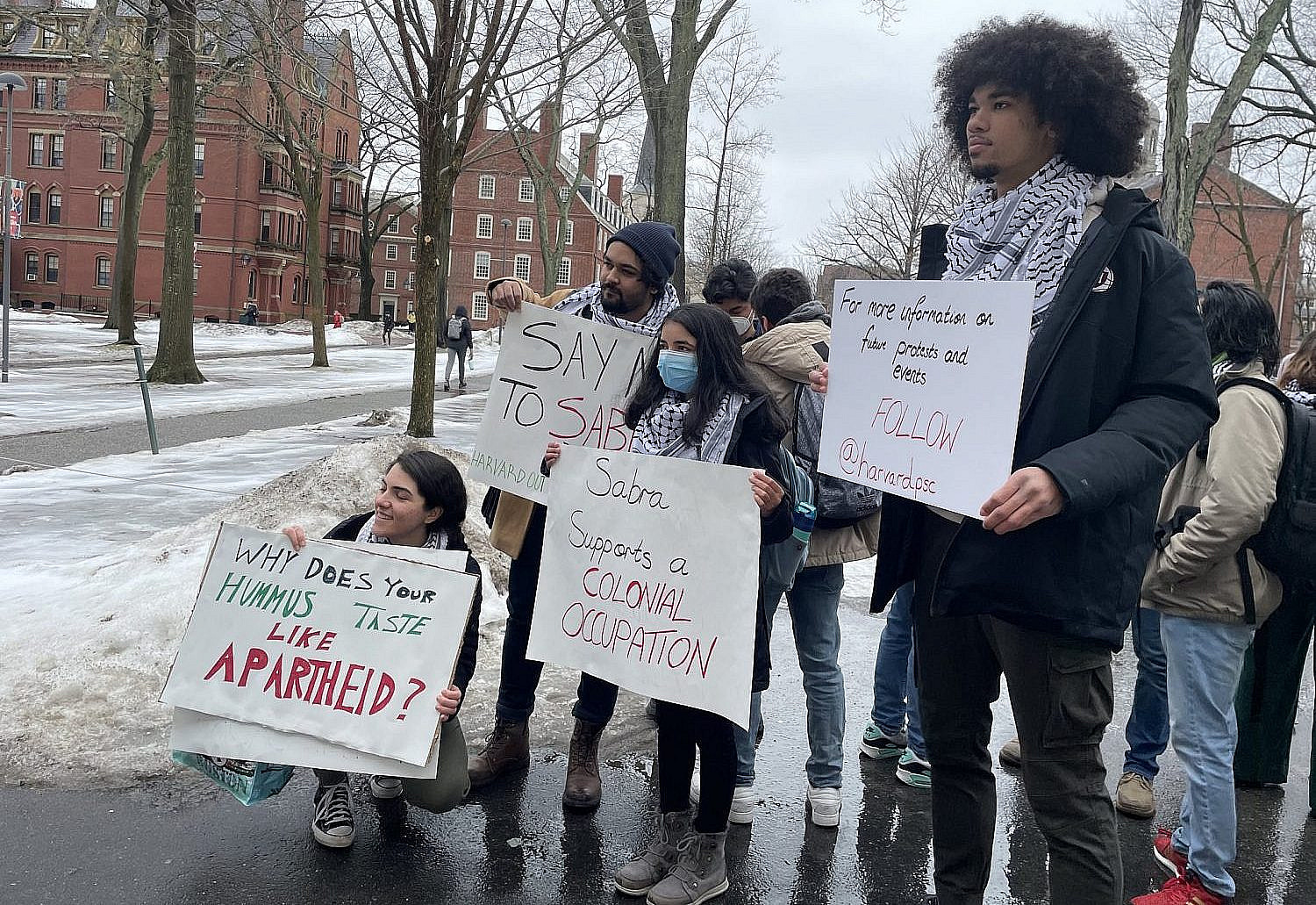 Members of Harvard PSC participate in a pro-Palestine protest on campus. (Courtesy of Harvard PSC)