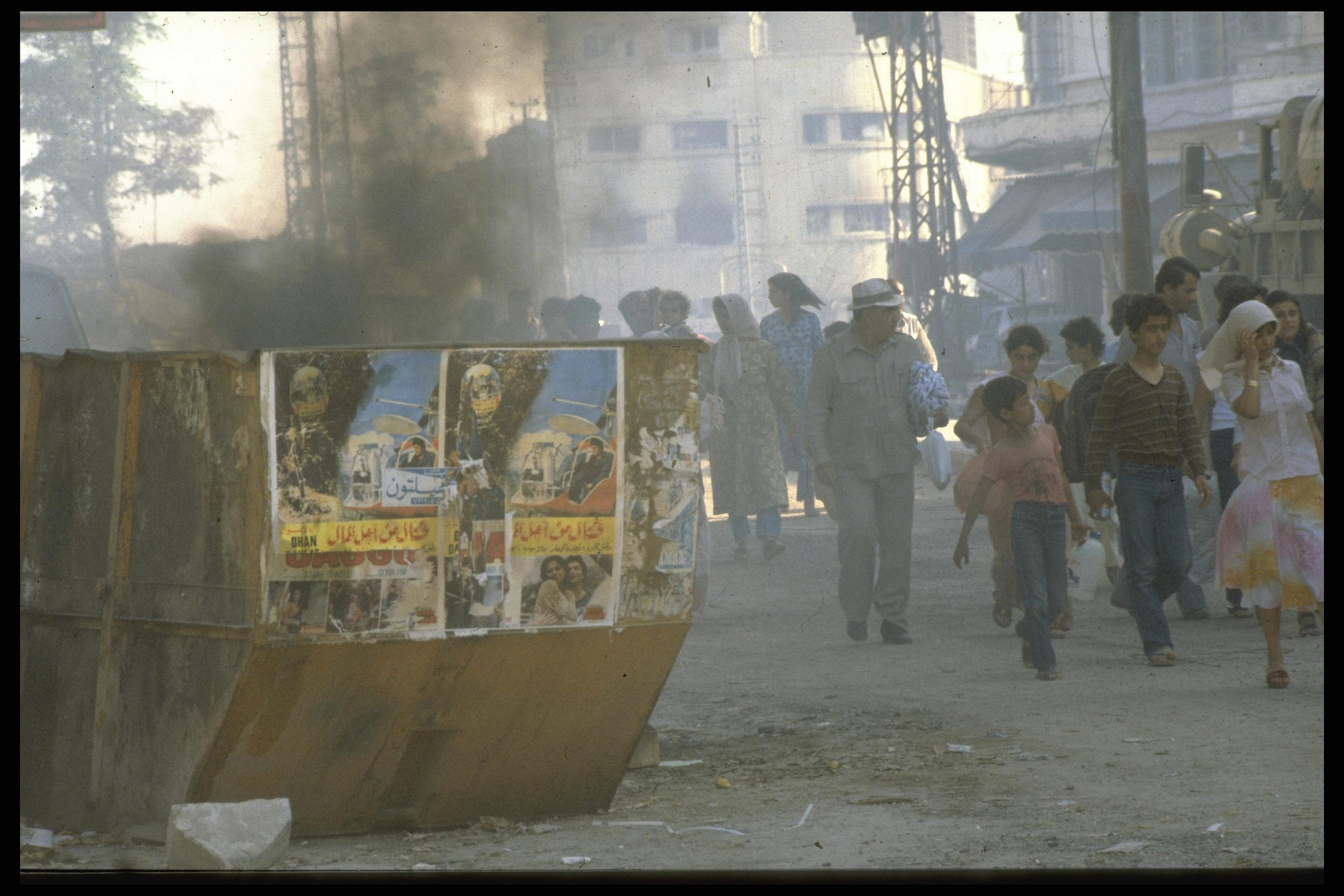 Lebanese civilians walking through Sidon in southern Lebanon, July 1, 1982. (GOP)