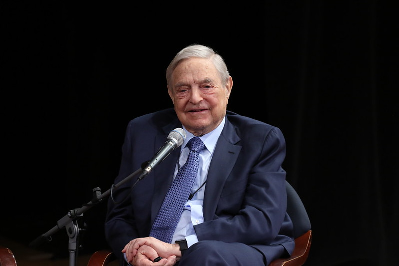 George Soros at a discussion on China's economic slowdown at the Asia Society in New York, April 20, 2016. (Ellen Wallop/Asia Society)