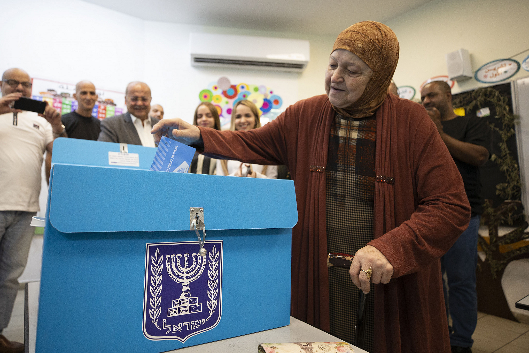 Palestinian citizens vote in the city of Tayibe, November 1, 2022. (Activestills)