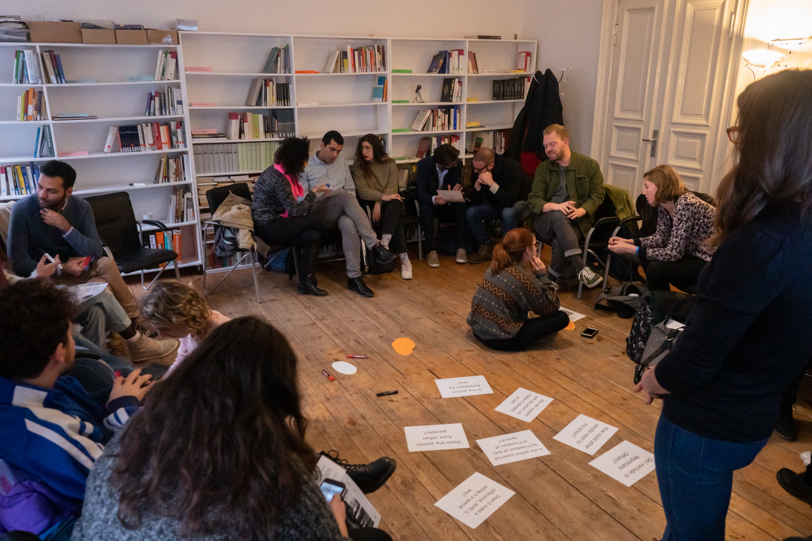 A trilateral seminar of young media professionals from Israel, Palestine, and Germany who took part in a workshop organized by the Kreuzberg initiative against anti-Semitism (KIgA), November 22, 2018. (Jugendpresse Deutschland/Omar Sheikh Dieh/CC BY 2.0)