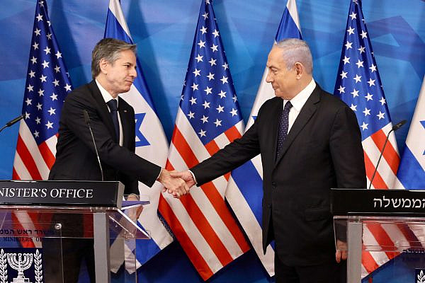 Prime Minister Benjamin Netanyahu meets with U.S. Secretary of State Anthony Blinken at the Prime Minister's Office in Jerusalem, May 25, 2021. (Marc Israel Sellem/GPO)