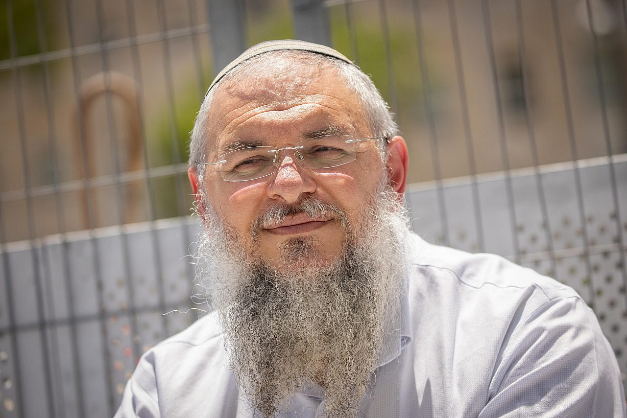 Gush Etzion Regional Council Chairman Shlomo Ne'eman attends a press conference of the Yesha Council outside the Prime Minister's Office in Jerusalem, August 12, 2021. (Yonatan Sindel/Flash90)