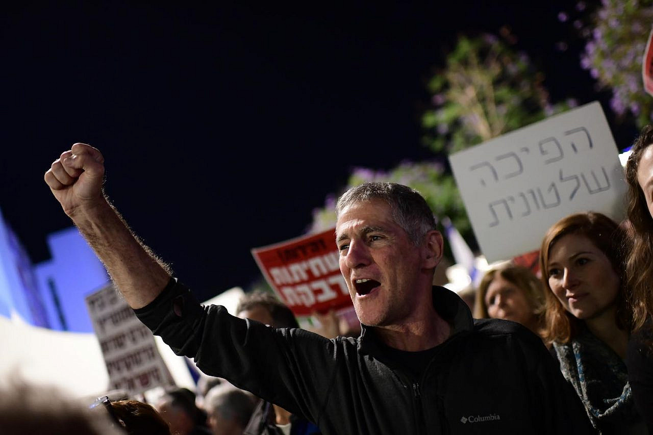 Former IDF Chief of Staff and member of Knesset Yair Golan attends a protest against Israel's far-right government, Tel Aviv, December 17, 2022. (Tomer Neuberg/Flash90)