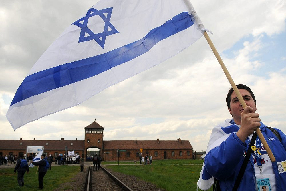 A participant in the annual "March of the Living" event at Auschwitz concentration camp, May 2, 2011. (Yossi Zeliger/Flash90)