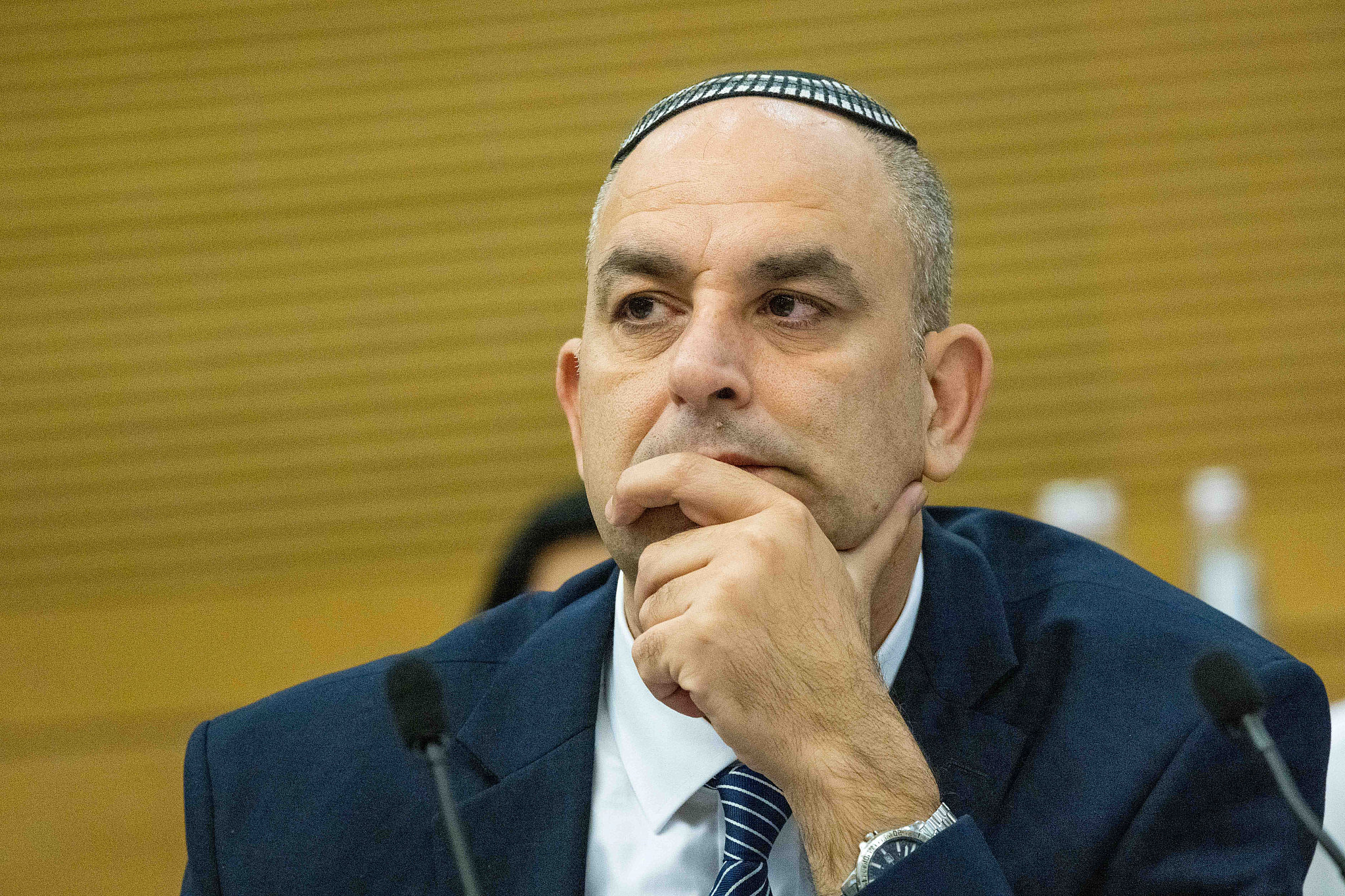 Lod Mayor Yair Revivo attends an internal security committee meeting at the Knesset in Jerusalem, November 8, 2021. (Yonatan Sindel/Flash90)