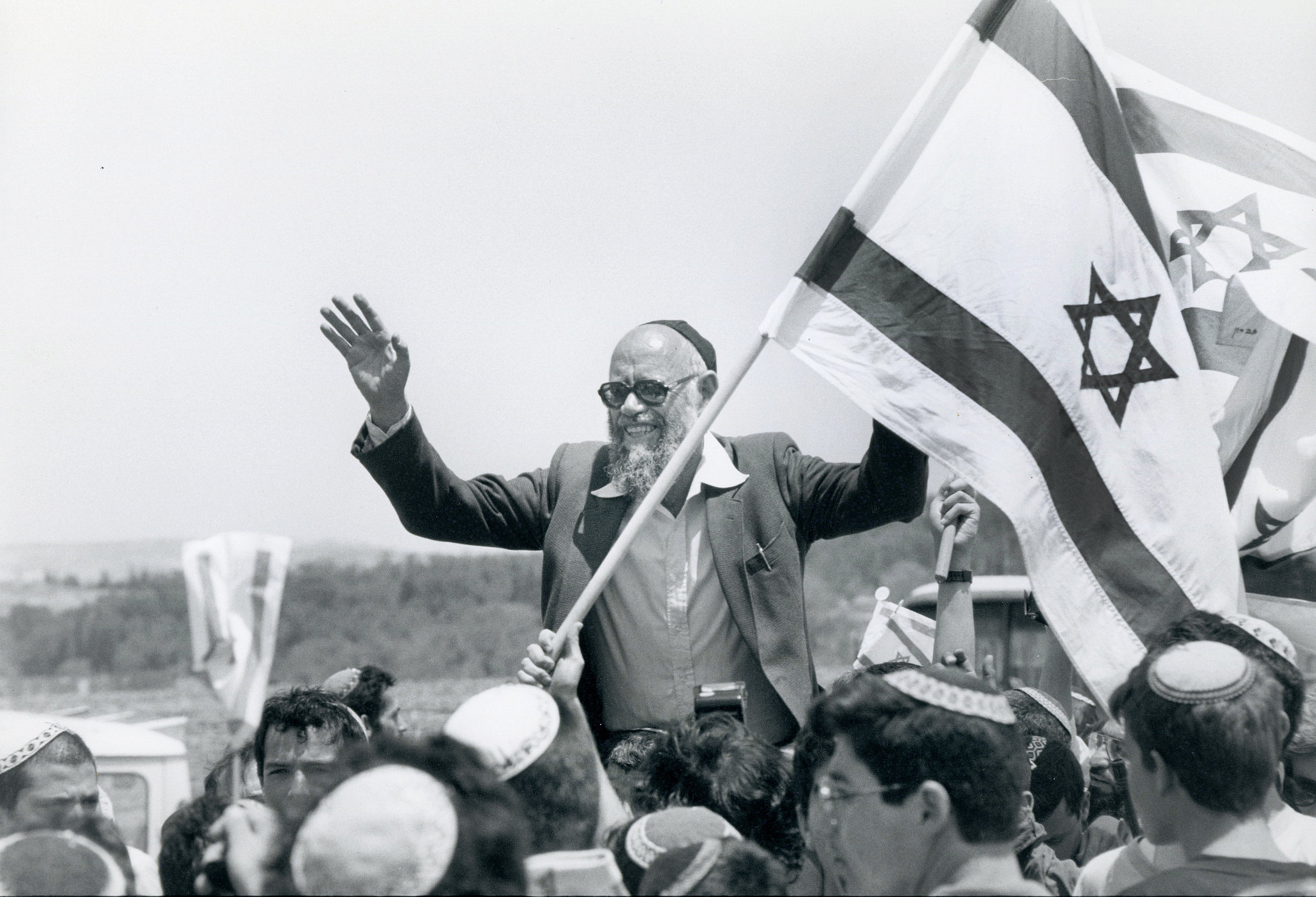 File photo of Rabbi Moshe Levinger, an Israeli Religious Zionist and a leader of the Gush Emunim settlement movement. (Moshe Shai/Flash90)