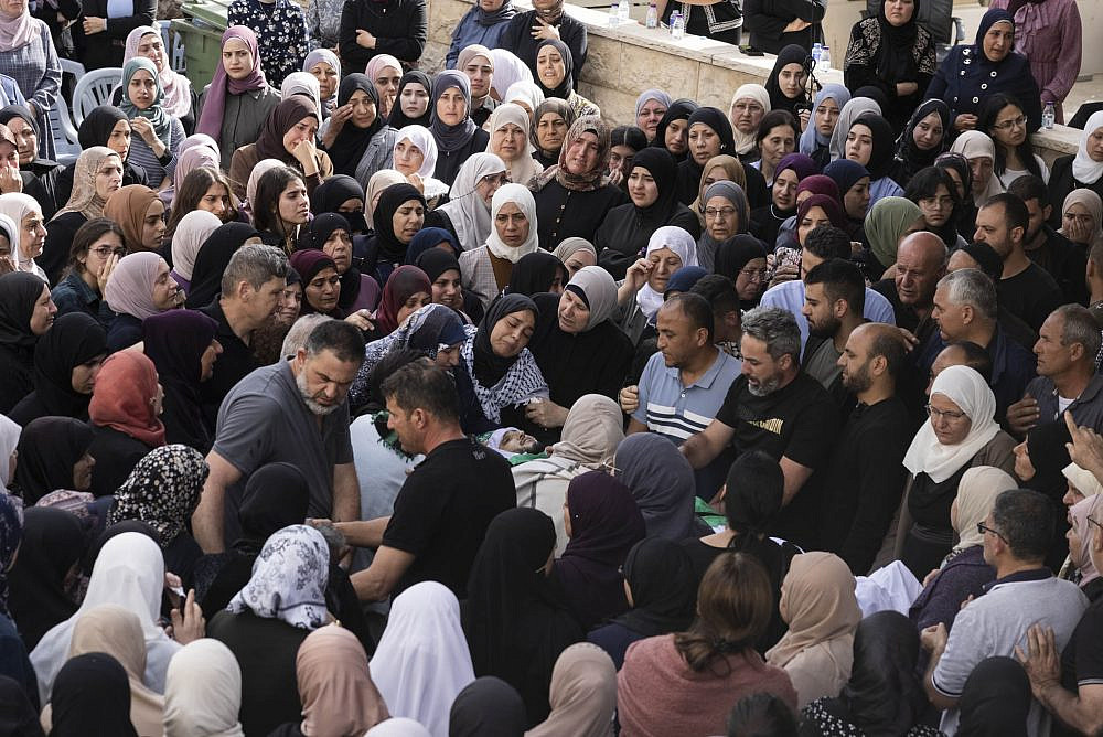 Funeral of Diyar Omari, a 19-year-old Palestinian citizen of Israel from the village of Sandala, who was shot dead by Jewish citizen Denis Mukin near the community settlement of Gan Ner, May 7, 2023. (Oren Ziv)